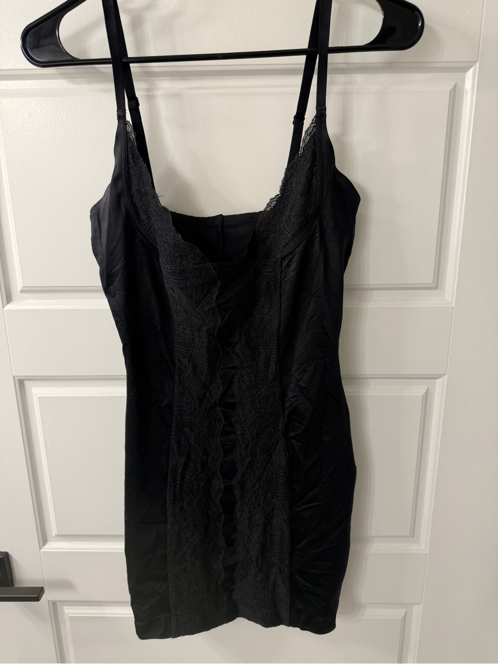 Victoria's Secret Black Lace-Front Satin Slip